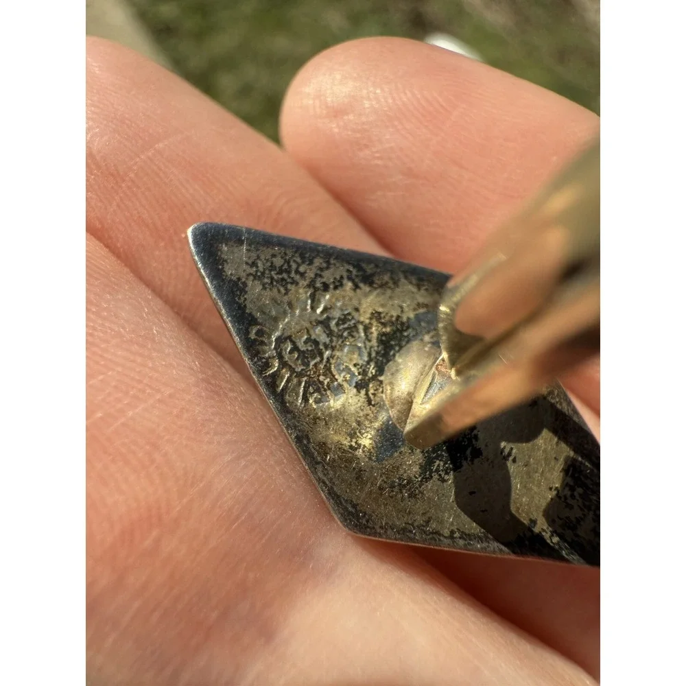 Vintage Sterling Cufflinks 925 Silver Abalone Diamond‎ Shape